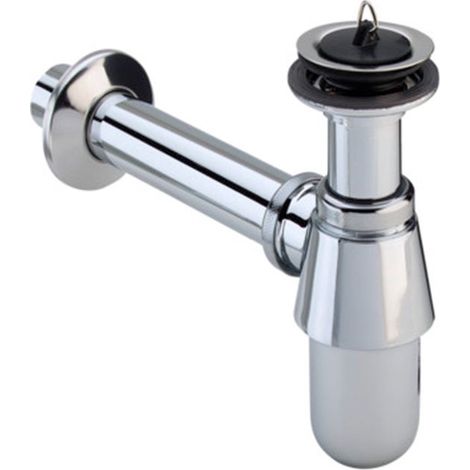Siphon de lavabo chromé – Bouchon mécanique – Évacuation efficace pour salle de bain (1/3)