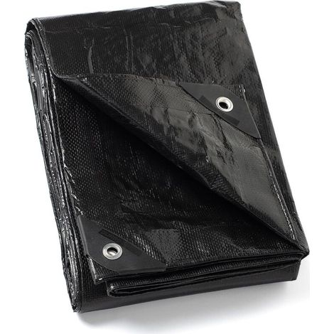 Bâche avec œillets, imperméable, 2 mx 3 m, noire, bâche multifonctionnelle en polyester, tissu 120 g/m², bâche de protection, bâche multi-usages, résistante aux déchirures, stabilisée aux UV (1/4)