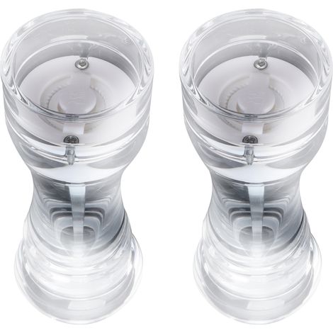 Set aus 2 transparenten, manuellen Pfeffer- und Salzmühlen aus Acryl, Keramik-Gewürzflasche, Küchenhelfer, 13 cm (1/5)
