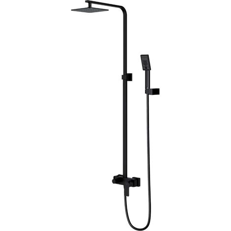 OMNIRES Baretti - Set de ducha con grifo, 20x20 cm, 3 chorros, negro mate BA7844BL (1/2)