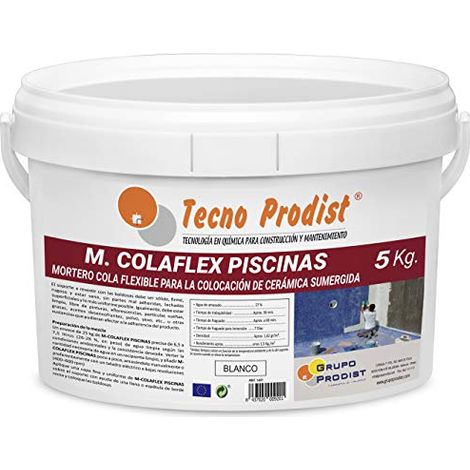 Tecno Prodist M-Colaflex Piscinas - Mortero Adhesivo y Flexible para Colocación de Gresite y Cerámica en Piscinas