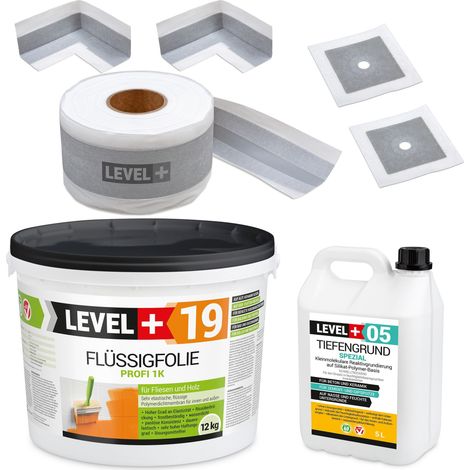 LEVEL+ Dichtset für Duschabdichtung Bad Dichtband Flüssigfolie 12kg SET543 (1/4)