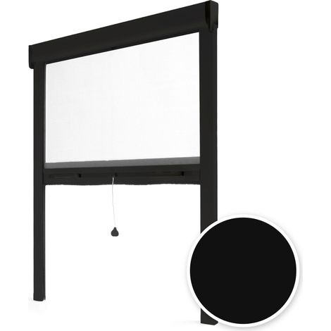 Avosdim – Moustiquaire enroulable aluminium noir 100 x 160 cm – Toile anti-insectes en fibre de verre – Recoupable pour fenêtres