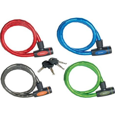 MASTER LOCK Candado Bicicleta [1 m Cable] [Llave] [Exterior] 8228EURDPROSM - Ideal para Bicicleta, Monopatín, Paseante, Cortacésped y Otro Equipo