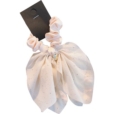 Nœuds brillants en filet pour cheveux, élastiques à queue de cheval avec ruban blanc pour filles et femmes, lot de serre-tête décoratifs. (1/5)