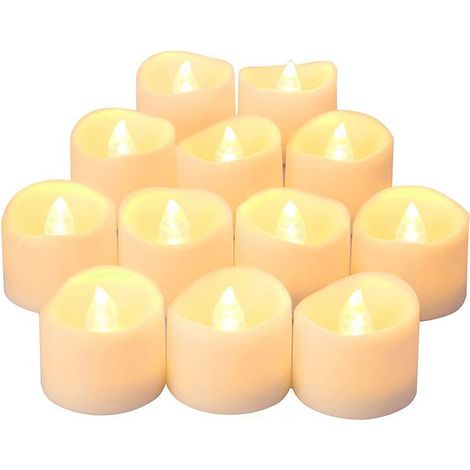 Candele a LED con effetto fiamma tremolante, lampade a candela tremolanti, candele elettriche, candele natalizie per Natale, albero di Natale, Pasqua, matrimonio (12 pezzi) (1/5)