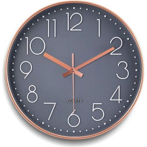 Moderne, runde Wanduhr (30 cm Durchmesser), Quarz-Wanduhr, geräuschlos, modernes Design für Zuhause/Küche/Büro – batteriebetrieben