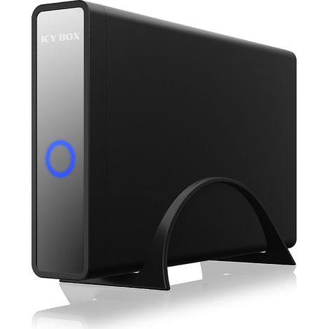 ICY BOX IB-382H-C31, USB 3.2 Gen 2 Gehäuse für 2,5'' od. 3,5'' SATA HDD/SSD, integrierter Hub 1x USB-C 2x USB-A, 10 Gbit/s, 12V 3A Netzteil, schwarz