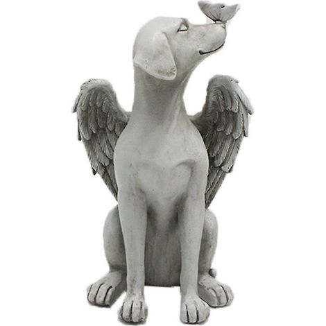 Engel-Hundestatue, kreativer Grabstein aus Kunstharz für Haustiere, Gedenkstein für den Garten, Tierornamente (1/5)
