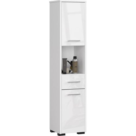 Commode 6 Tiroirs : Blanc Mat / Blanc Brillant, 120 × 39 × 79 cm (1/5)