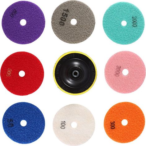 Disques de polissage diamantés 100mm pour granit béton marbre, pads à eau, lot de 3 (1/5)