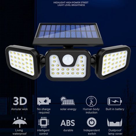 Lumière Solaire Extérieure LED Étanche avec Détecteur de Mouvement (1/5)