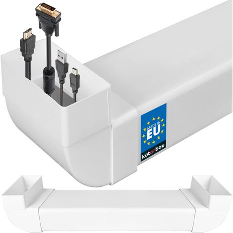 KOTARBAU® Cache Cable - Goulotte Passe Cable - PVC - 120 x 60 mm - 63 cm - Blanc - Mural - Goulotte Electrique - Cache Fil Electrique - Installation Facile (1/5)