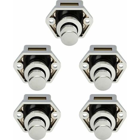Serrure de meuble\u30005 PCS Mini Bouton Poussoir Tiroir Armoire Porte Verrouillage Caravane Camping-Car Bateau Chrome Bouton (1/5)