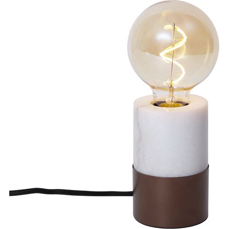 QAZQA Lampada da tavolo marissa - Moderno - Marmo,Acciaio - Bronzo/Bianco - Tondo Max. 1 x Watt