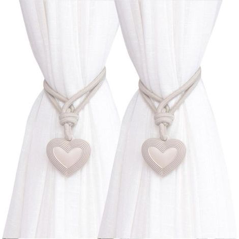 Embrasses en corde tressée avec pendentif cœur – Lot de 2 pour décoration élégante de fenêtre, style bohème et chic
