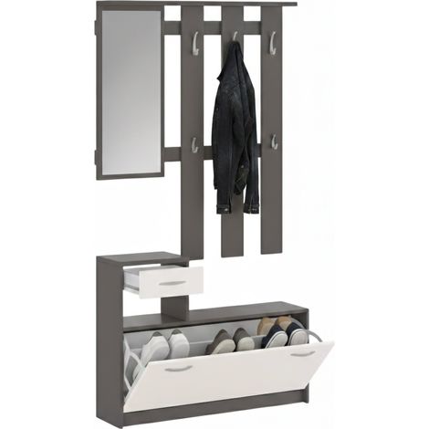 Mobile da Ingresso Garolfo, Specchio Incluso, 8 Paia, 25.5x100x190h cm Beige