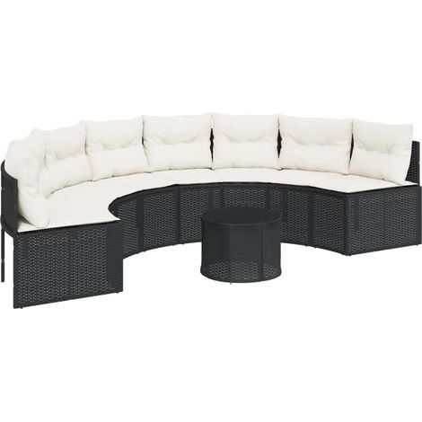 Maison Exclusive - Gartensofa mit Tisch und Kissen Halbrund Schwa