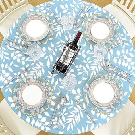 1 Nappe PVC Imprimée Fleurie Bord Élastique Doublure Flanelle Imperméable pour Table Ronde 36-44 Pouces (1/5)