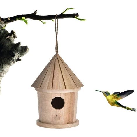 Nichoir en Bois pour Oiseaux, nichoir Naturel pour espèces de mésanges Bleues (1/4)