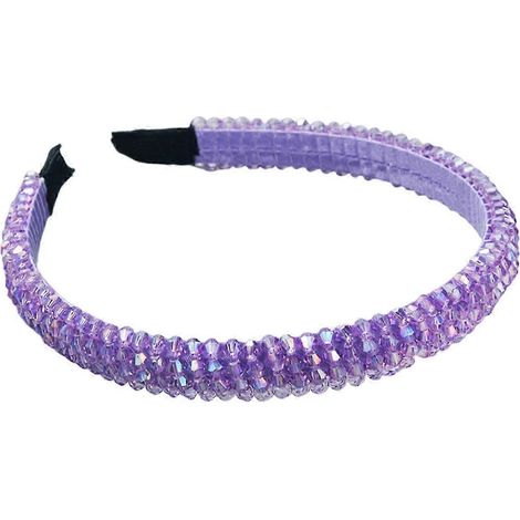 Bandeau fin et léger en fil de pêche tressé, orné de faux cristaux brillants.-Purple (1/5)