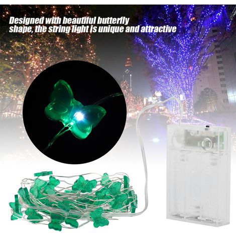 Guirlande lumineuse 50 LED papillon blanc, batterie, déco mariage fête jardin suspendue extérieur (1/5)