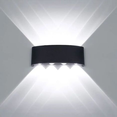 Lumière LED ronde 8W étanche aluminium, Plafonnier applique murale moderne noir, Adapté intérieur extérieur couloir (1/4)
