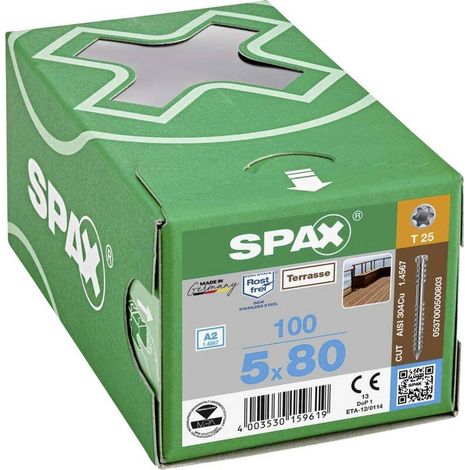 [NEUWERTIG] B-Ware SPAX Holzschraube Zylinderkopf T-STAR plus Edelstahl A2 5mm 80mm 100 Stück (1/2)