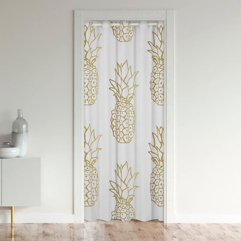 Pineapple Rideau de Porte 106x203cm Boho Exotique Style Rideaux Interieur Salon Chambre pour Chambre Salon Rideaux Exterieur d'entrée Fresh Pineapple Modèle Gold Jaune Blanc Rideau Occultant Rideaux - (1/5)