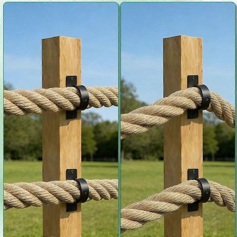 Lot de 4 supports de corde de 2 pouces pour fixer les cordes, avec œillets, adaptés aux clôtures en corde, aux rampes d'escalier et aux crochets de plafond. (1/4)