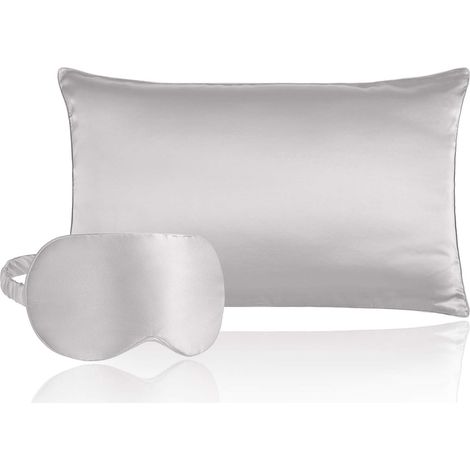 Funda de almohada de seda natural con antifaz, funda de cojín tipo sobre de seda de morera. (1/5)
