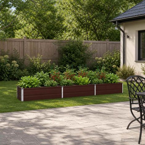 vidaXL Cama de Jardín Elevada Marrón 240 x 40 x 24 cm (1/5)