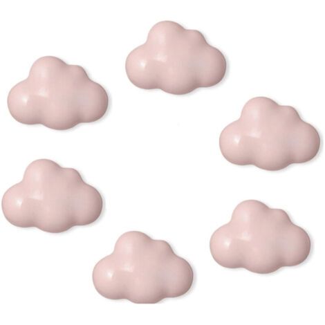 6 pièces poignée d'armoire en céramique poignée de tiroir en forme de nuage poignée de cuisine poignée de chambre d'enfants armoire placard jouet boîte de rangement bibliothèque (Rose) (1/4)