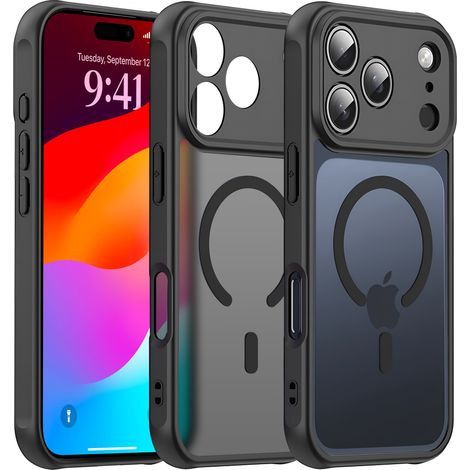 Custodia per iPhone 17 Pro, compatibile con MagSafe, opaca con protezione per la fotocamera, nera (1/5)