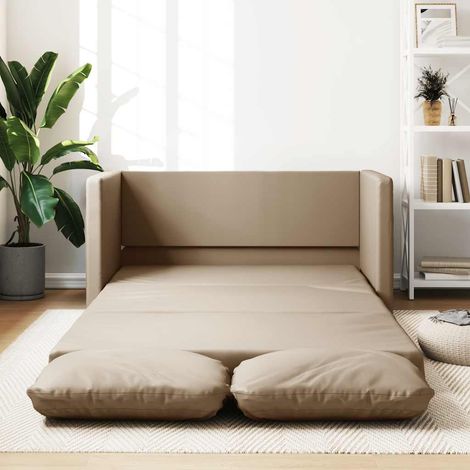 vidaXL Bodensofa mit Schlaffunktion Cappuccino-Braun Kunstleder (1/5)
