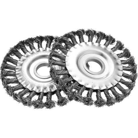 Set di 2 Brosses Rondes, Brosse Metallique pour Perceuse, Brosses Métalliques Meuleuse 125mm x 22mm, Disque Brosse Métallique Ronde, Brosse Ronde Tressée Acier pour Perceuse Meuleuse d'Angle (1/5)