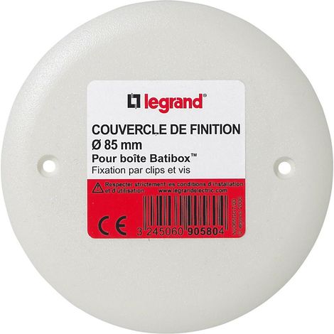 Legrand – Couvercle rond Ø85mm pour boîte à encastrer Batibox maçonnerie – Fixation par clips et vis – Installation rapide et sécurisée