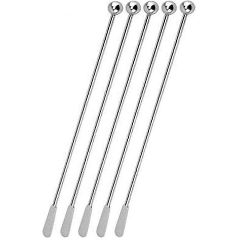 JSDOIN Bâtonnets mélangeurs en acier inoxydable pour boissons à base de café et de cocktails, avec petites palettes rectangulaires (lot de 5). (1/4)