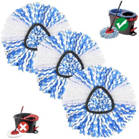 3-Piece Microfiber Mop Head Set Compatible with Vileda H2prO, Washable, Easy Installation for Floors (1/5)