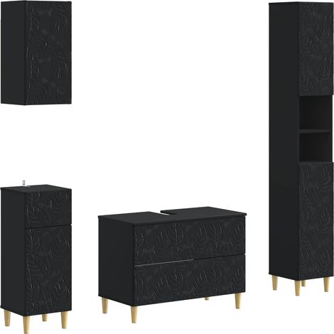 Maison Exclusive - Set di Mobili da Bagno da 4 Pezzi DELFT Nero (1/5)