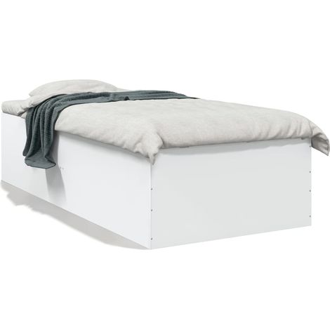 Lit simple Lit adulte Cadre de lit sans matelas blanc 90x190 cm (1/5)