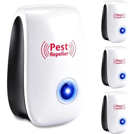 Pack de 4 répulsifs à ultrasons pour l'intérieur, avec prise ultrasonique anti-insectes, adapté aux rats, puces, insectes, fourmis, moustiques, araignées, cafards et rongeurs convient aux maisons, ga (1/5)
