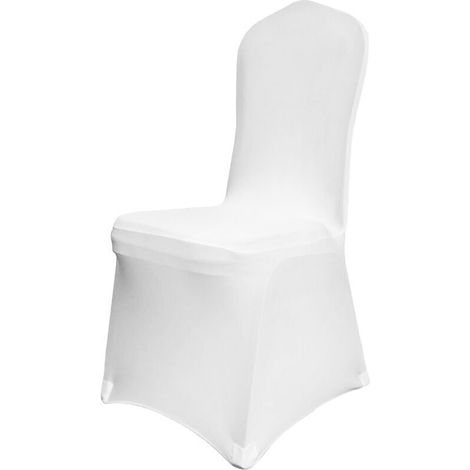 Couverture Housses de Chaise Mariage 5 Pieces Housse de Chaise Blanche Housse de Chaise Banquet pour Chaises sans Bras Polyester et Elasthanne Elastique Soiree Celebration Decoration (1/5)