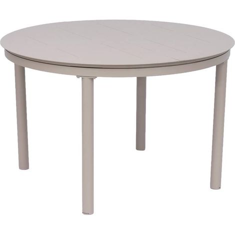 Table de jardin ronde en aluminium taupe Kaïa (1/5)