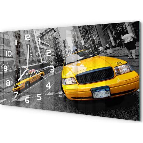 Horloge Murale Grande Taille 60x30 cm Verre Silencieuse pour Grand Mur Taxi à New York (1/5)