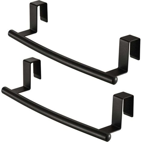 2 pcs Towel rack kitchen towel rack over the door towel rack cabinet matt black size (36.5 2.3 6 inch cm) (1/4)