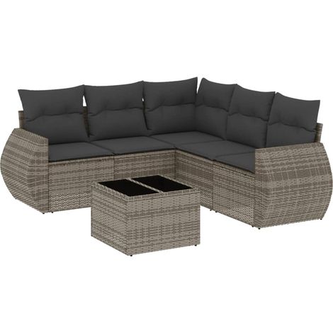 Maison Exclusive - 6-tlg. Garten-Sofagarnitur mit Kissen Grau Pol