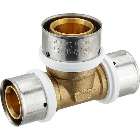 Pressfitting-T-Stück - Mittelabgang erweitert - 32 x 3,0 - 40 x 3,5 - 32 x 3,0 mm für MV-Rohr