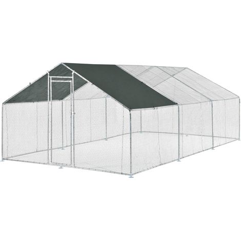 Box voliera per animali da esterno con serratura telaio in acciaio zincato 3 x 6 x 2 m argento verde scuro 030005142