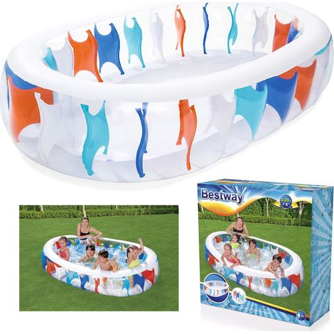 Trade Shop - Piscina Ovale Gonfiabile 229x152x51 Cm Bordi Spessi Per Famiglia Bambini Estate - (1/5)